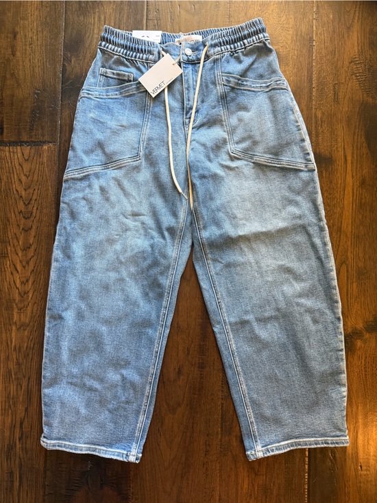 VERVET BY FLYING MONKEY Denim - Vervet - Light Wash Drawstring Denim Barrel Leg